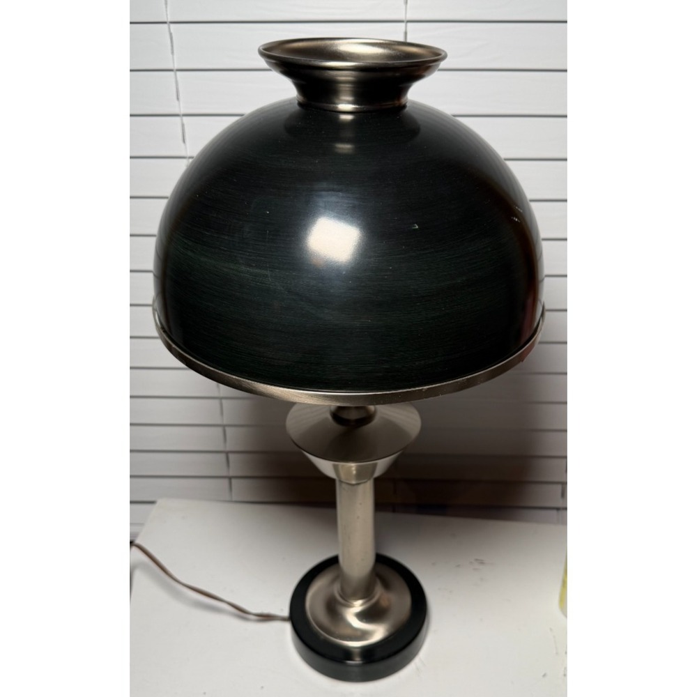 MCM Underwriters Laboratories Hurricane Table Top Lamp Silver Tone Deco